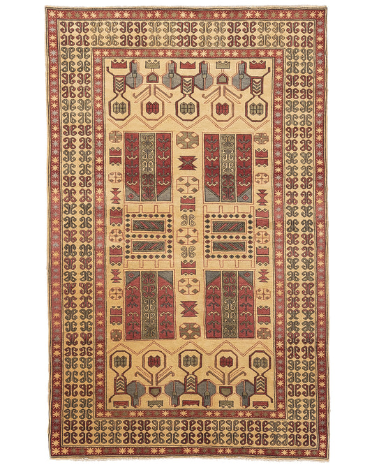 Oriental Rug Anatolian Hand Knotted Wool On Cotton 128 X 202 Cm - 4' 3'' X 6' 8'' Sand C007 ER01