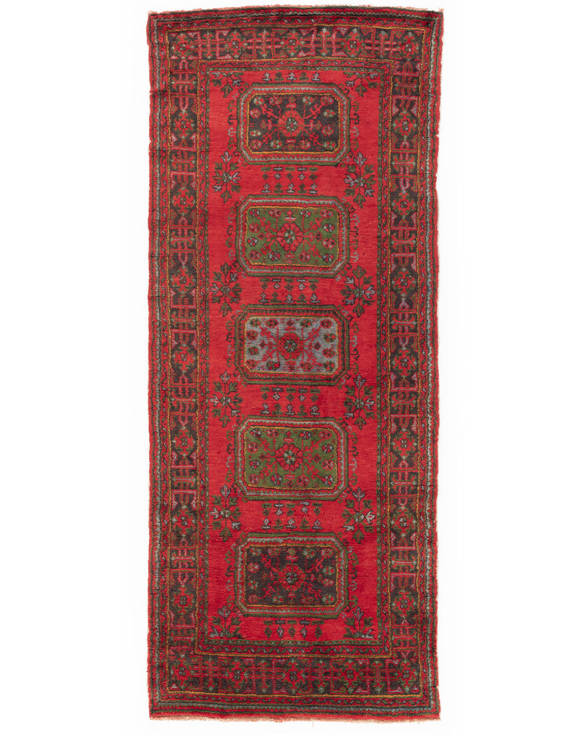 Oriental Rug Anatolian Hand Knotted Wool On Cotton 138 X 338 Cm - 4' 7'' X 11' 2'' Burgundy C021 ER12