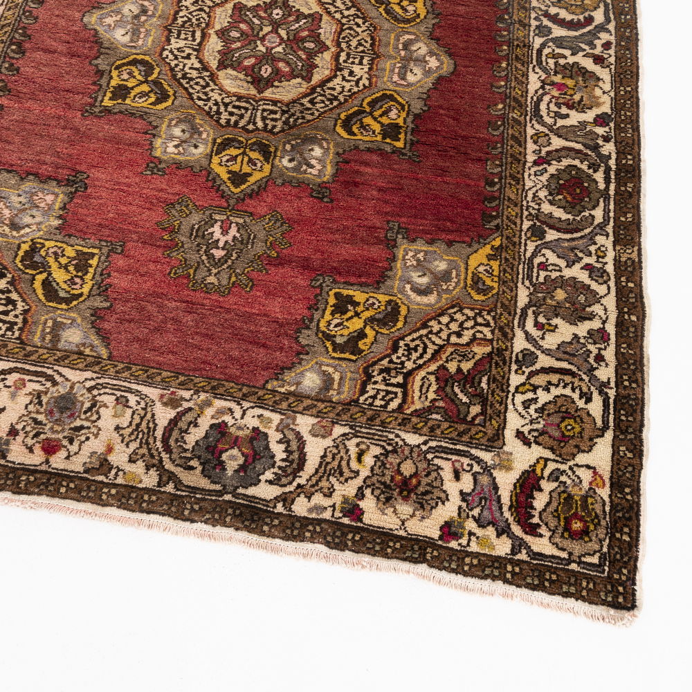 Oriental Rug Anatolian Hand Knotted Wool On Cotton 139 X 180 Cm - 4' 7'' X 5' 11'' Red C014 ER01