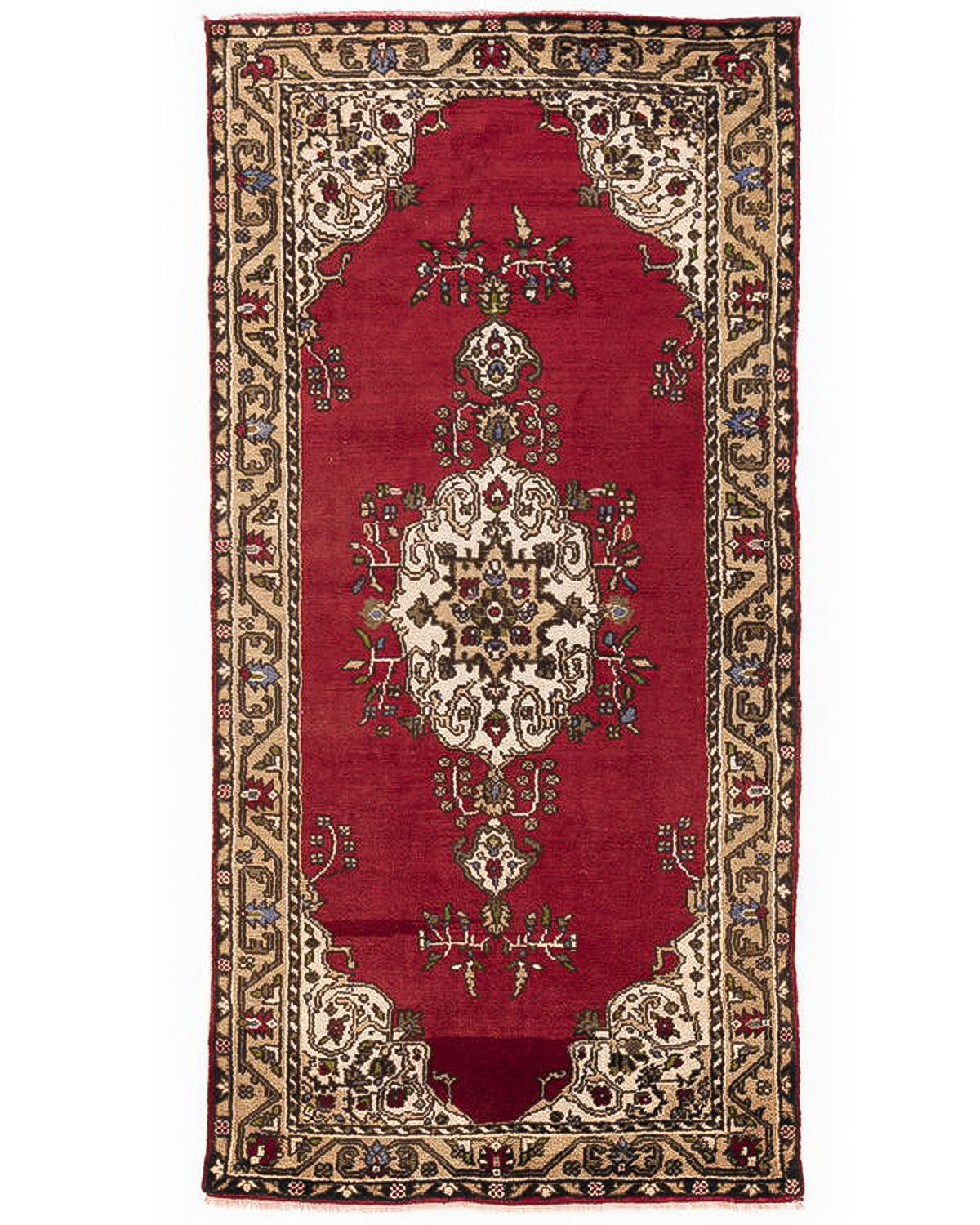 Oriental Rug Anatolian Hand Knotted Wool On Cotton 142 X 282 Cm - 4' 8'' X 9' 4'' Red C014 ER12