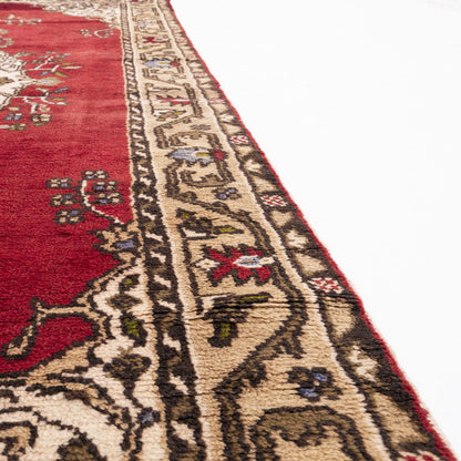 Oriental Rug Anatolian Hand Knotted Wool On Cotton 142 X 282 Cm - 4' 8'' X 9' 4'' Red C014 ER12