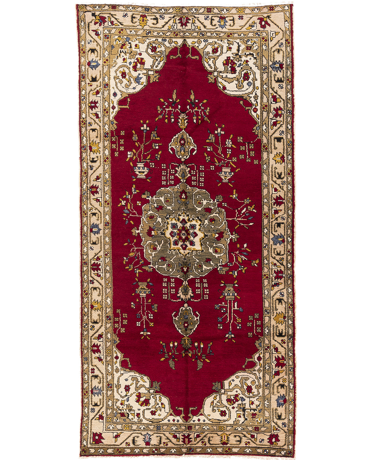 Oriental Rug Anatolian Hand Knotted Wool On Cotton 148 X 297 Cm - 4' 11'' X 9' 9'' Burgundy C021 ER12