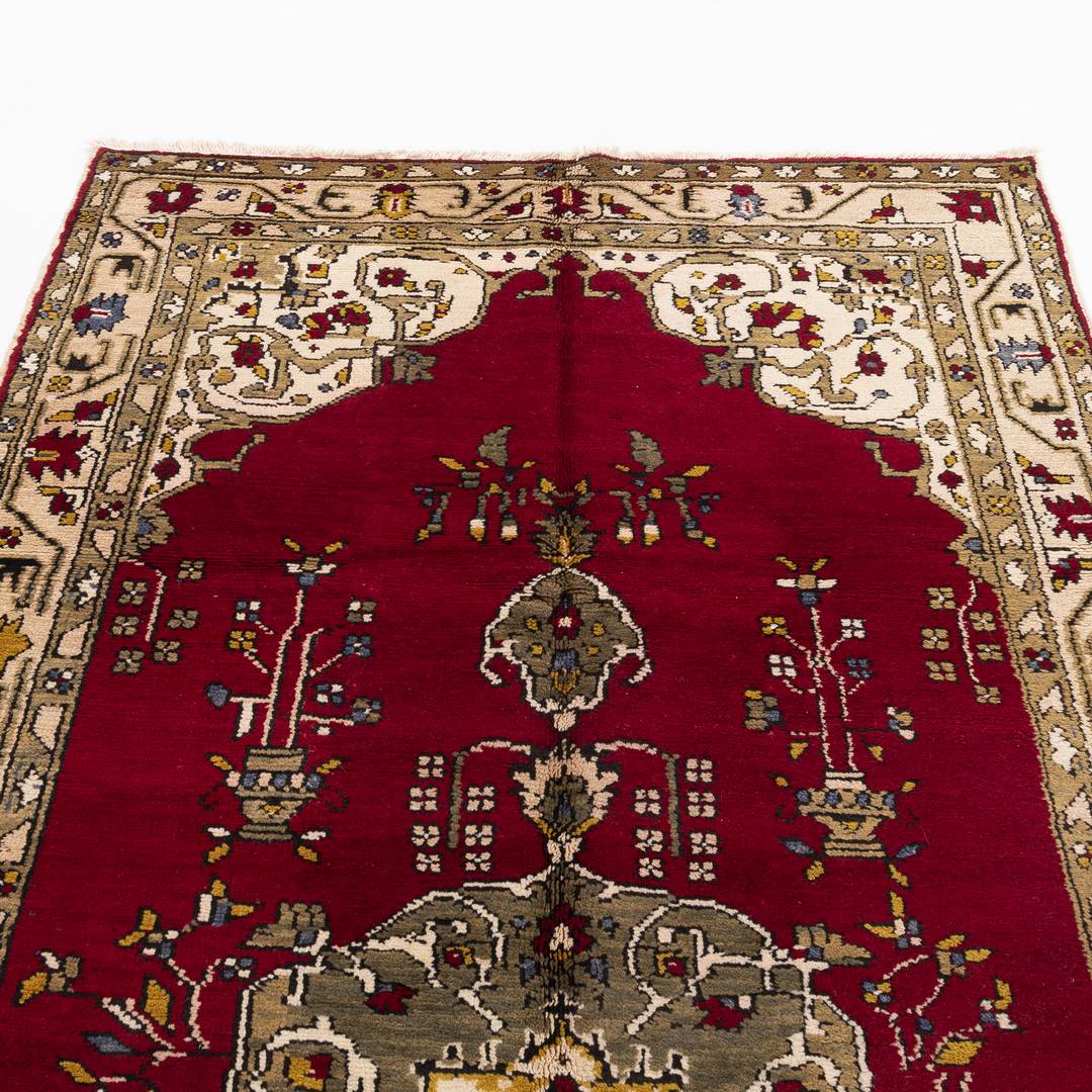 Oriental Rug Anatolian Hand Knotted Wool On Cotton 148 X 297 Cm - 4' 11'' X 9' 9'' Burgundy C021 ER12