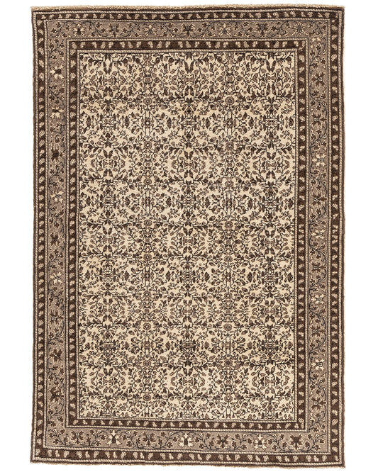 Oriental Rug Anatolian Hand Knotted Wool On Cotton 150 X 216 Cm - 5' X 7' 2'' Brown C005 ER12