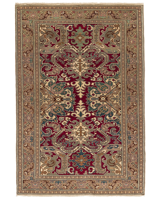 Oriental Rug Anatolian Hand Knotted Wool On Cotton 150 X 220 Cm - 5' X 7' 3'' Burgundy C021 ER12