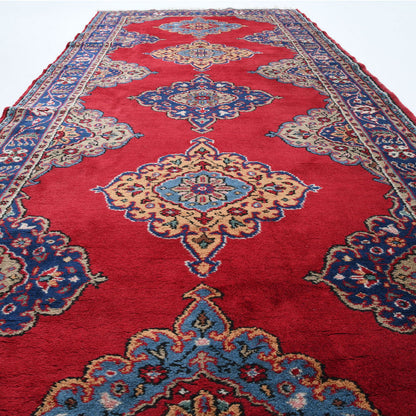 Oriental Rug Anatolian Hand Knotted Wool On Cotton 150 X 380 Cm - 5' X 12' 6'' Red C014 ER12