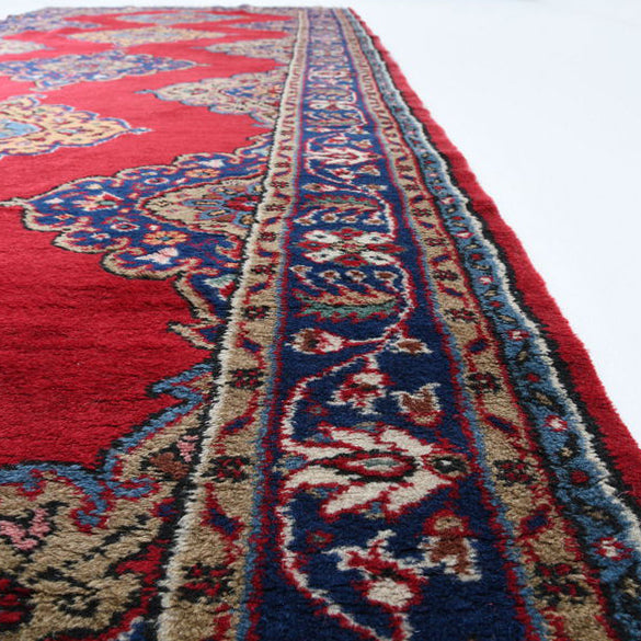 Oriental Rug Anatolian Hand Knotted Wool On Cotton 150 X 380 Cm - 5' X 12' 6'' Red C014 ER12