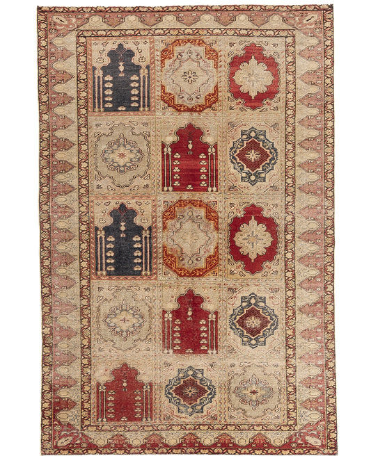 Oriental Rug Anatolian Hand Knotted Wool On Cotton 160 X 240 Cm - 5' 3'' X 7' 11'' Sand C007 ER12