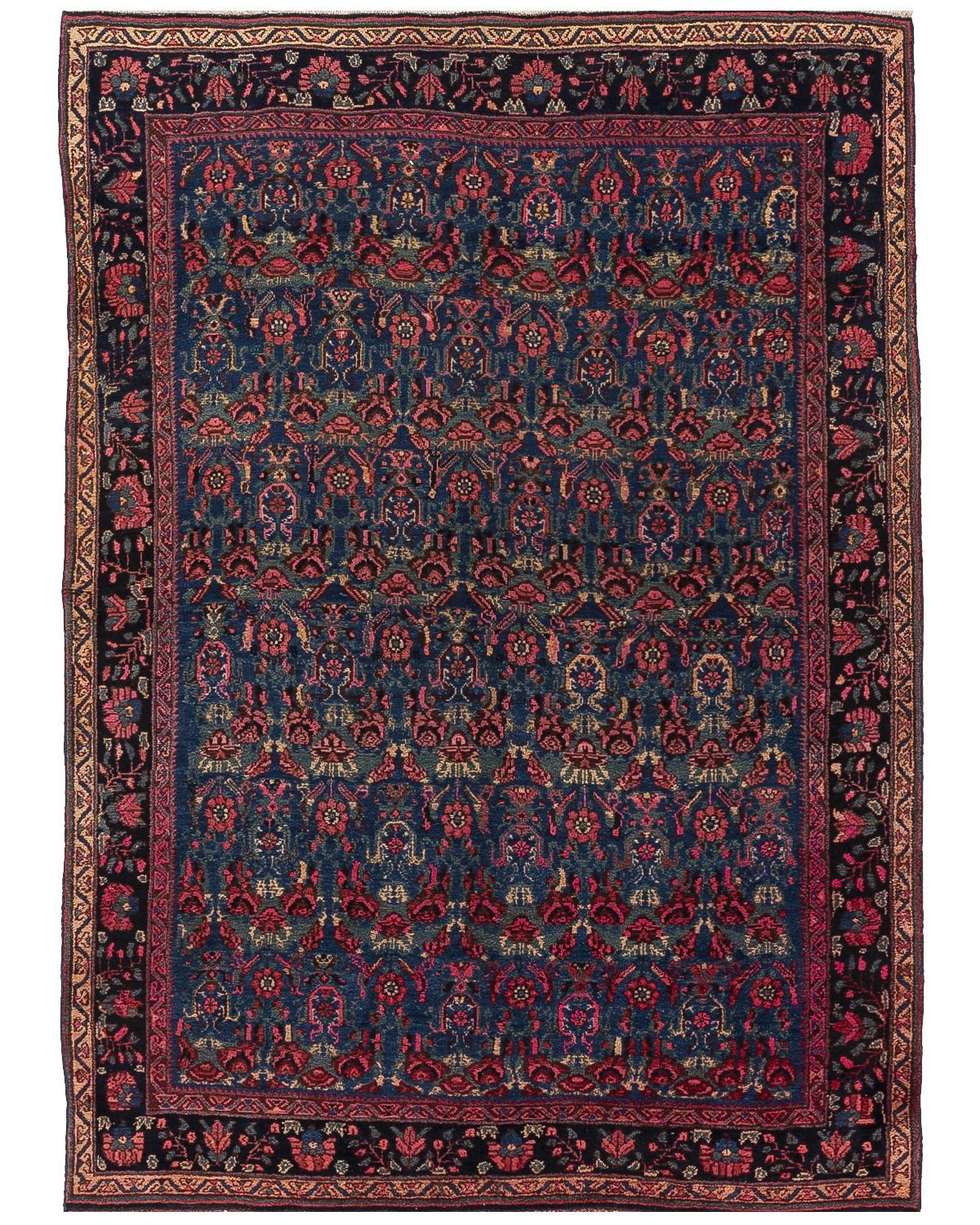 Oriental Rug Anatolian Hand Knotted Wool On Cotton 162 X 244 Cm - 5' 4'' X 8' 1'' Navy Blue C012 ER12