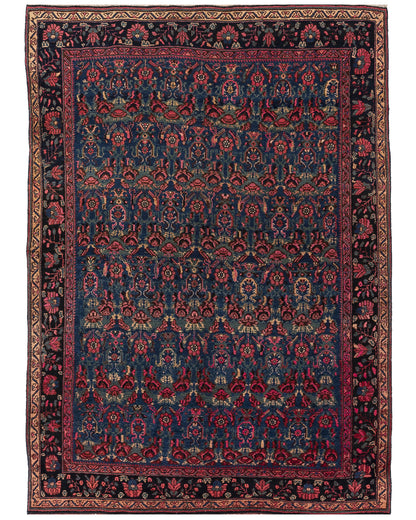 Oriental Rug Anatolian Hand Knotted Wool On Cotton 162 X 244 Cm - 5' 4'' X 8' 1'' Navy Blue C012 ER12