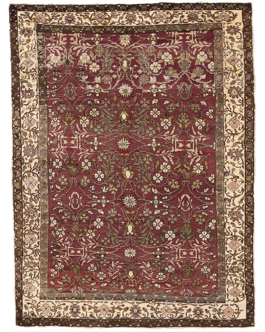 Oriental Rug Anatolian Hand Knotted Wool On Cotton 166 X 215 Cm - 5' 6'' X 7' 1'' Burgundy C021 ER12