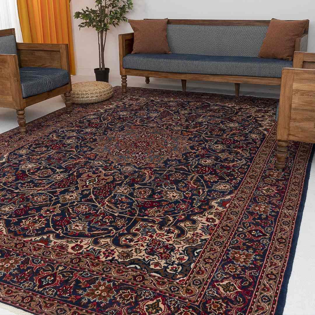 Oriental Rug Anatolian Hand Knotted Wool On Cotton 255 X 370 Cm - 8' 5'' X 12' 2'' Navy Blue C012 ER34