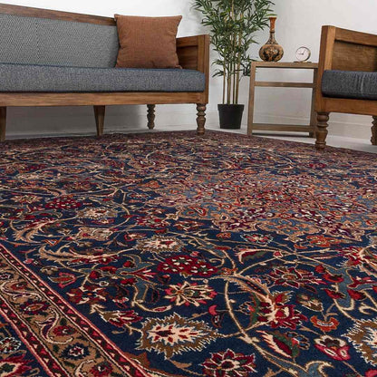 Oriental Rug Anatolian Hand Knotted Wool On Cotton 255 X 370 Cm - 8' 5'' X 12' 2'' Navy Blue C012 ER34