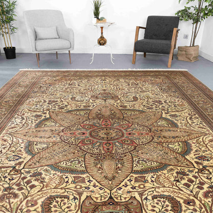 Oriental Rug Anatolian Hand Knotted Wool On Cotton 269 X 394 Cm - 8' 10'' X 13' Sand C007 ER34