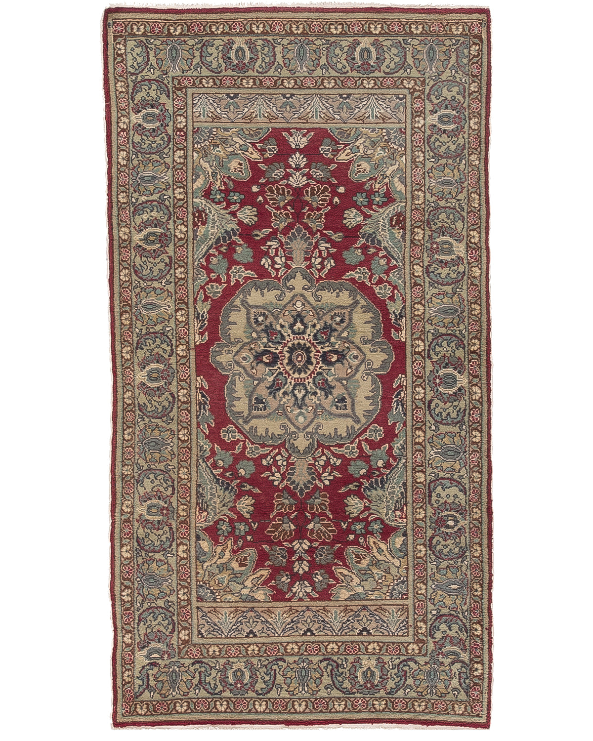 Oriental Rug Anatolian Hand Knotted Wool On Cotton 91 X 170 Cm - 3' X 5' 7'' Green C015 ER01