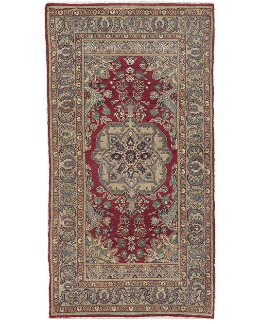 Oriental Rug Anatolian Hand Knotted Wool On Cotton 91 X 170 Cm - 3' X 5' 7'' Green C015 ER01