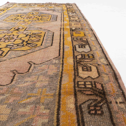 Oriental Rug Anatolian Hand Knotted Wool On Cotton 91 X 205 Cm - 3' X 6' 9'' Yellow C006 ER01