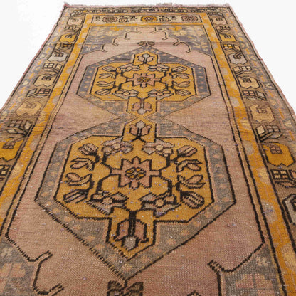 Oriental Rug Anatolian Hand Knotted Wool On Cotton 91 X 205 Cm - 3' X 6' 9'' Yellow C006 ER01