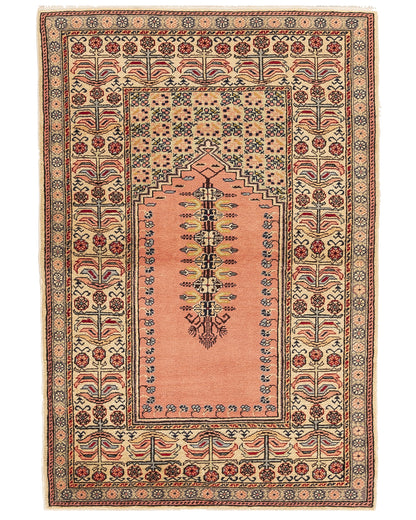 Oriental Rug Anatolian Hand Knotted Wool On Cotton 92 X 135 Cm - 3' 1'' X 4' 6'' Sand C007 ER01