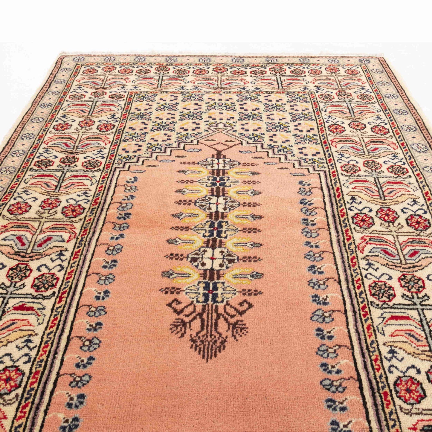 Oriental Rug Anatolian Hand Knotted Wool On Cotton 92 X 135 Cm - 3' 1'' X 4' 6'' Sand C007 ER01