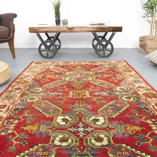 Oriental Rug Anatolian Hand Knotted Wool On Wool 116 X 220 Cm - 3' 10'' X 7' 3'' Red C014 ER01