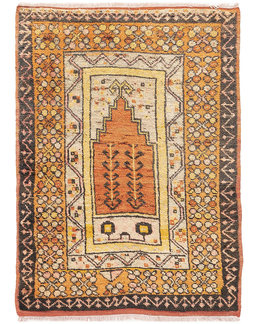 Oriental Rug Anatolian Hand Knotted Wool On Wool 117 X 150 Cm - 3' 11'' X 5' Orange C011 ER01