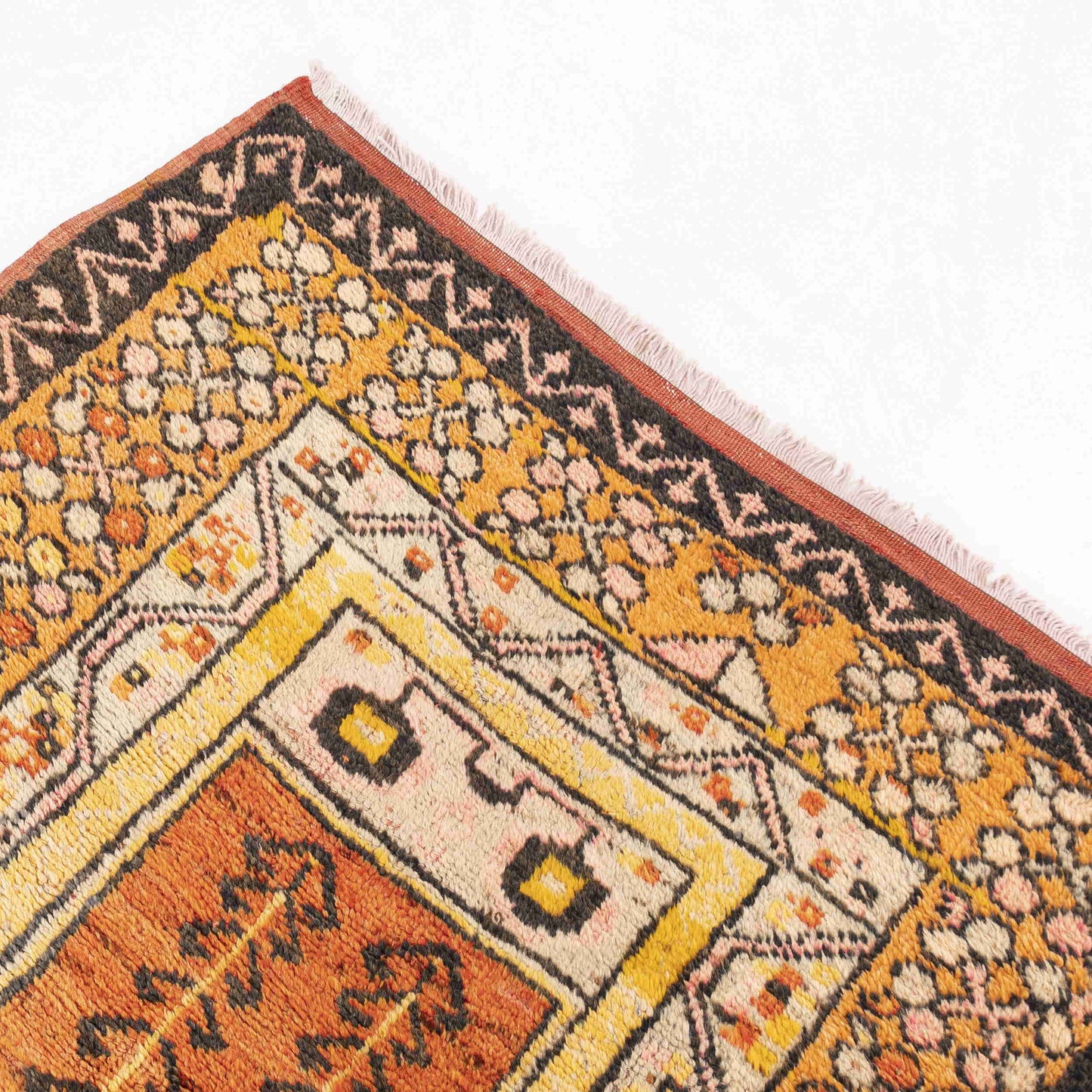 Oriental Rug Anatolian Hand Knotted Wool On Wool 117 X 150 Cm - 3' 11'' X 5' Orange C011 ER01