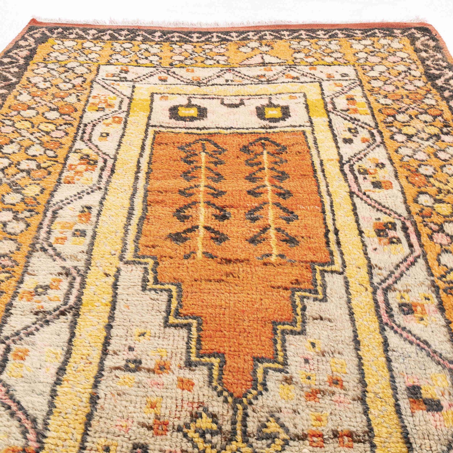 Oriental Rug Anatolian Hand Knotted Wool On Wool 117 X 150 Cm - 3' 11'' X 5' Orange C011 ER01