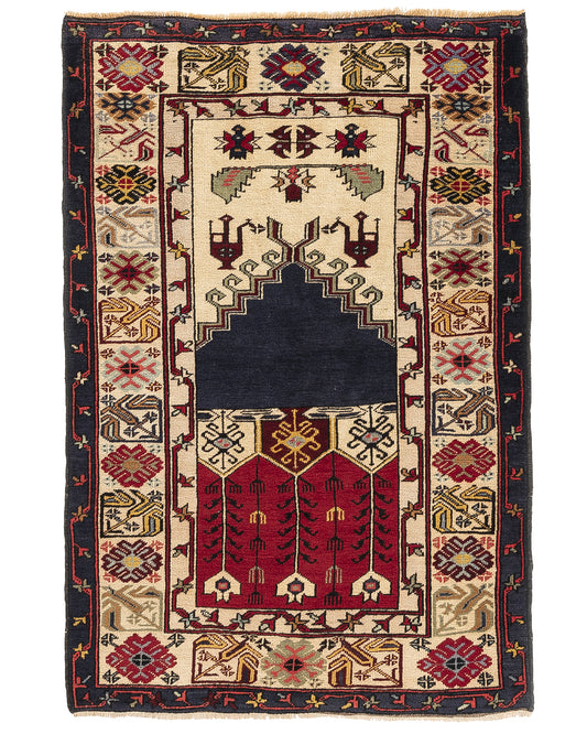 Oriental Rug Anatolian Hand Knotted Wool On Wool 120 X 178 Cm - 4' X 5' 11'' Sand C007 ER01