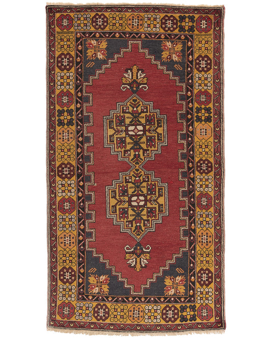 Oriental Rug Anatolian Hand Knotted Wool On Wool 120 X 210 Cm - 4' X 6' 11'' Red C014 ER01