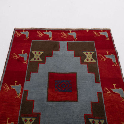 Oriental Rug Anatolian Hand Knotted Wool On Wool 121 X 157 Cm - 4' X 5' 2'' Red C014 ER01