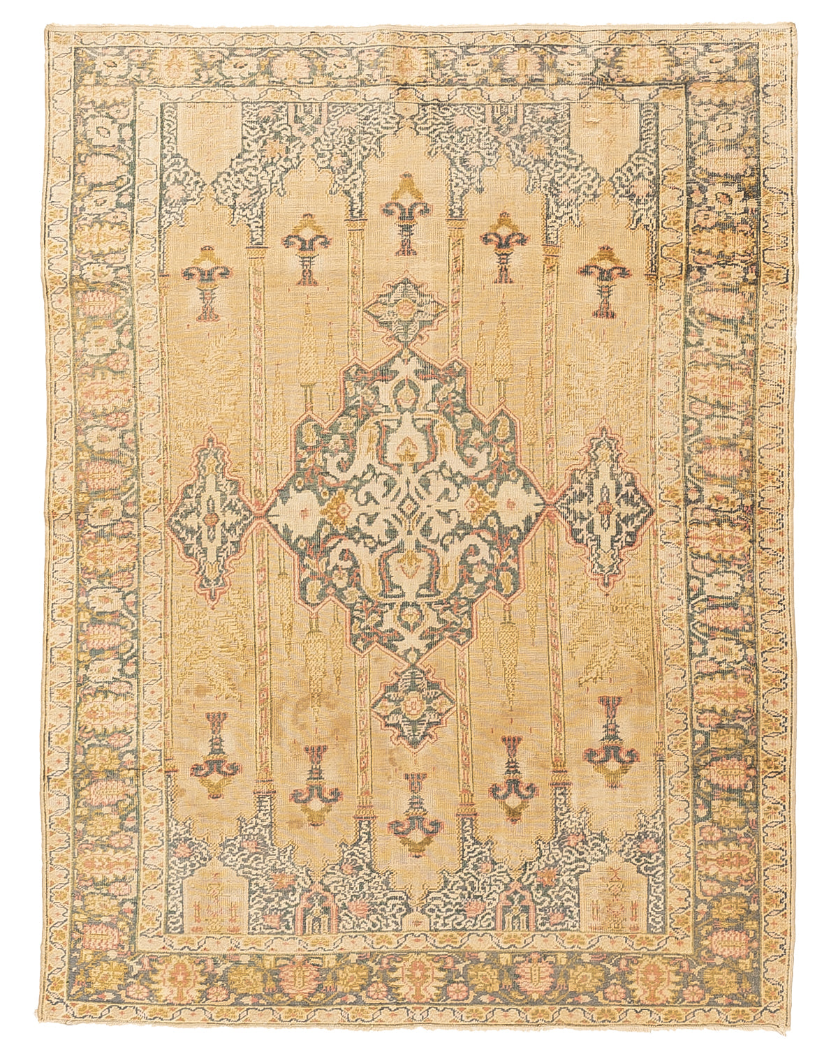 Oriental Rug Anatolian Hand Knotted Wool On Wool 121 X 162 Cm - 4' X 5' 4'' Yellow C006 ER01