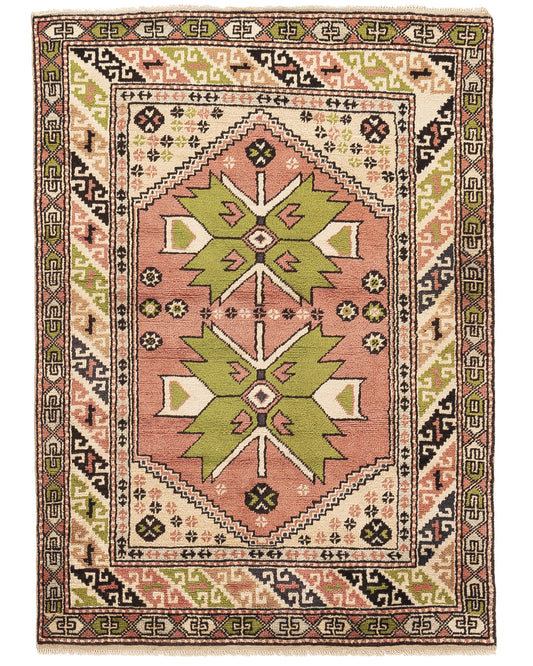 Oriental Rug Anatolian Hand Knotted Wool On Wool 122 X 170 Cm - 4' 1'' X 5' 7'' Green C001 ER01