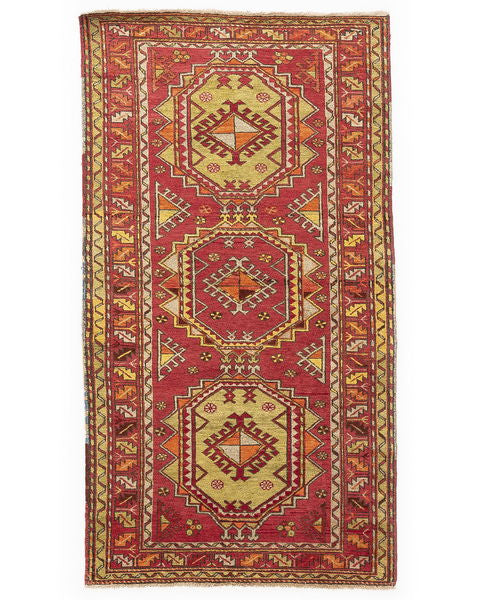 Oriental Rug Anatolian Hand Knotted Wool On Wool 123 X 226 Cm - 4' 1'' X 7' 5'' Red C014 ER01