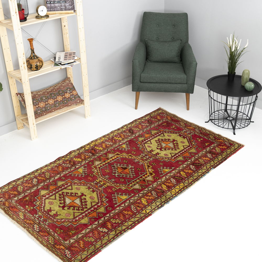 Oriental Rug Anatolian Hand Knotted Wool On Wool 123 X 226 Cm - 4' 1'' X 7' 5'' Red C014 ER01