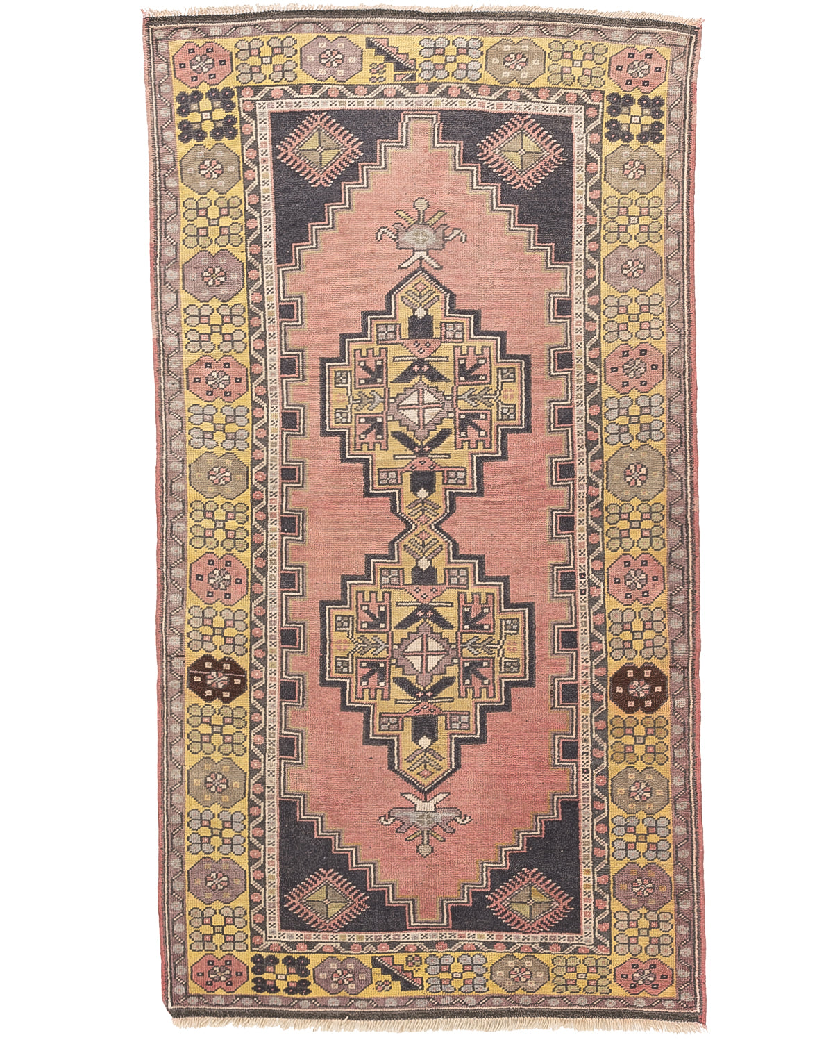 Oriental Rug Anatolian Hand Knotted Wool On Wool 124 X 230 Cm - 4' 1'' X 7' 7'' Pink C004 ER12