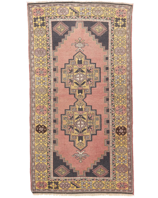 Oriental Rug Anatolian Hand Knotted Wool On Wool 124 X 230 Cm - 4' 1'' X 7' 7'' Pink C004 ER12