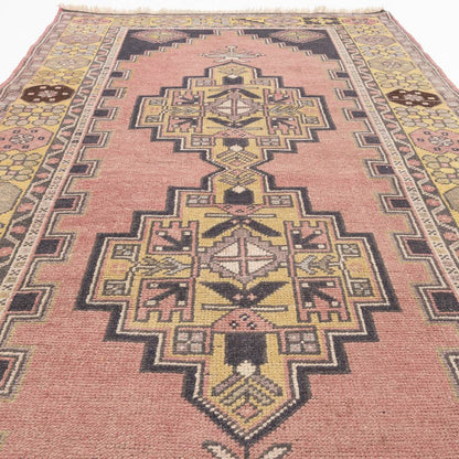 Oriental Rug Anatolian Hand Knotted Wool On Wool 124 X 230 Cm - 4' 1'' X 7' 7'' Pink C004 ER12