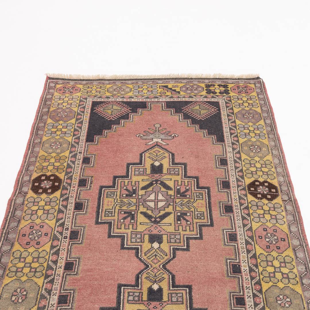 Oriental Rug Anatolian Hand Knotted Wool On Wool 124 X 230 Cm - 4' 1'' X 7' 7'' Pink C004 ER12