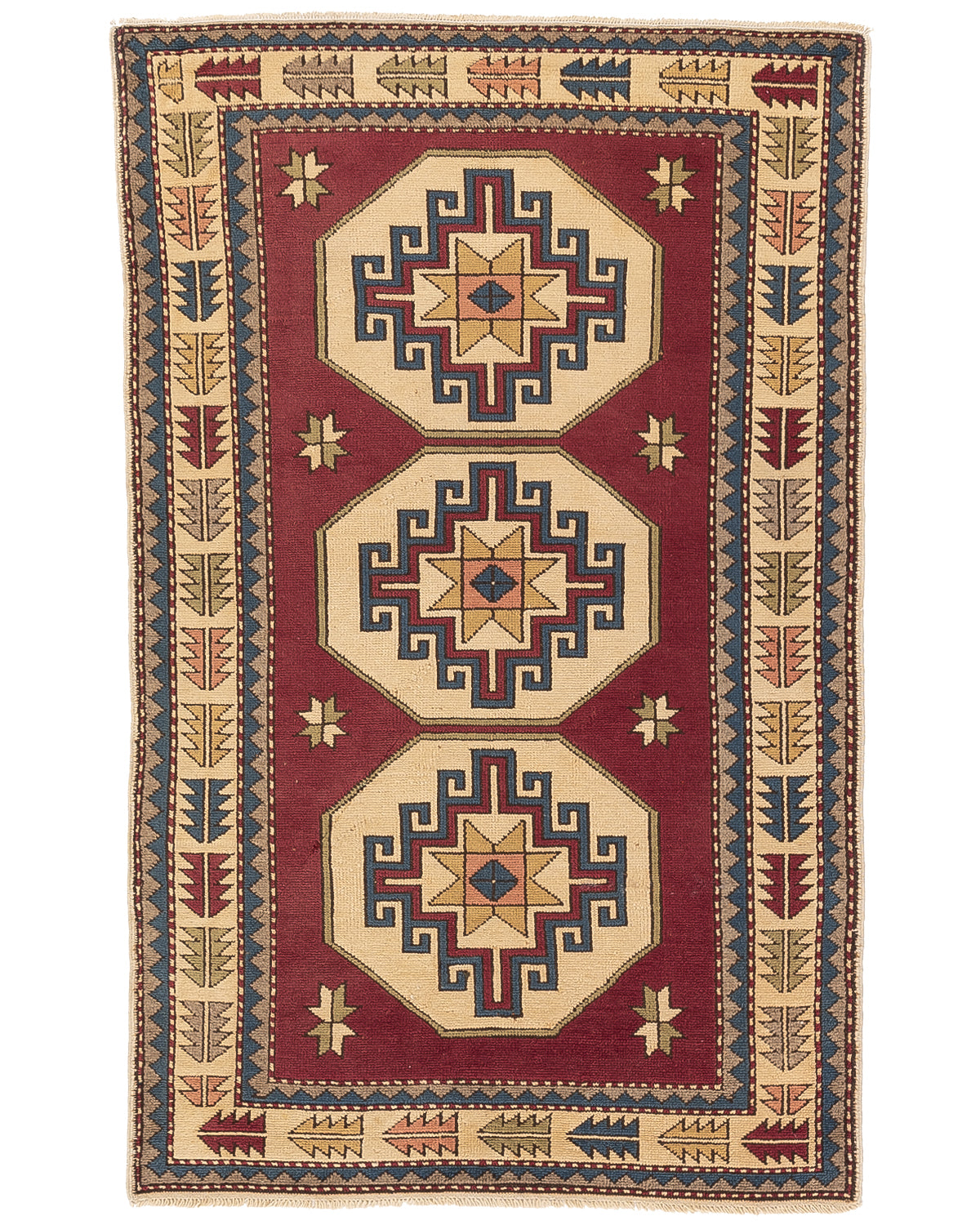 Oriental Rug Anatolian Hand Knotted Wool On Wool 125 X 190 Cm - 4' 2'' X 6' 3'' Red C014 ER01