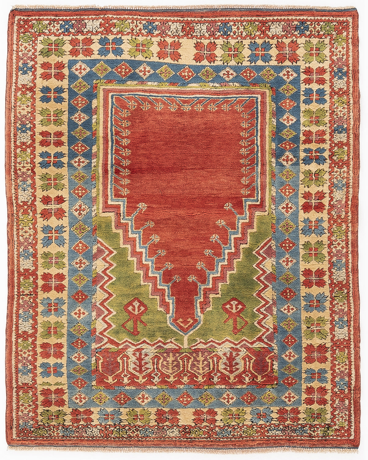 Oriental Rug Anatolian Hand Knotted Wool On Wool 126 X 154 Cm - 4' 2'' X 5' 1'' Red C014 ER01