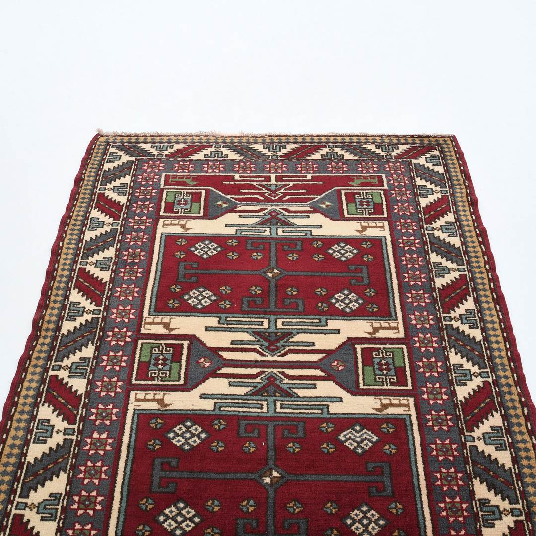 Oriental Rug Anatolian Hand Knotted Wool On Wool 127 X 182 Cm - 4' 2'' X 6' Burgundy C021 ER01