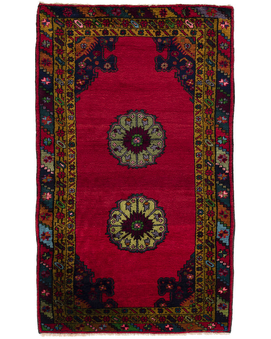 Oriental Rug Anatolian Hand Knotted Wool On Wool 128 X 208 Cm - 4' 3'' X 6' 10'' Burgundy C021 ER01