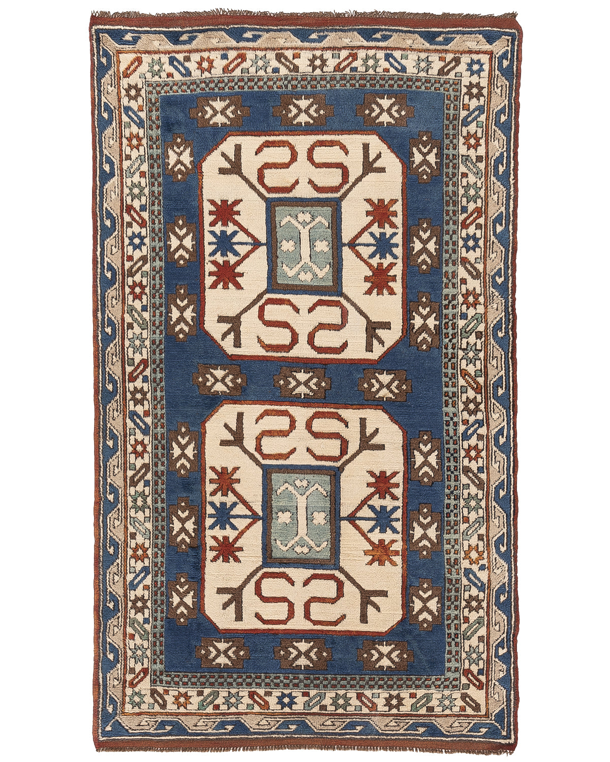 Oriental Rug Anatolian Hand Knotted Wool On Wool 128 X 220 Cm - 4' 3'' X 7' 3'' Navy Blue C012 ER12