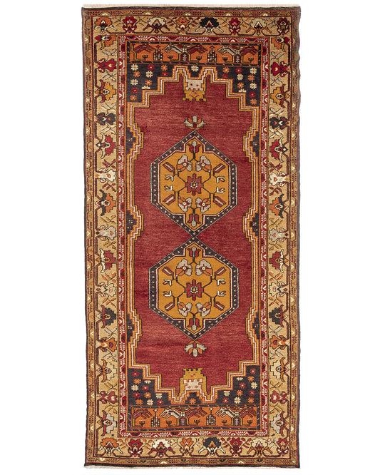 Oriental Rug Anatolian Hand Knotted Wool On Wool 130 X 278 Cm - 4' 4'' X 9' 2'' Red C014 ER12