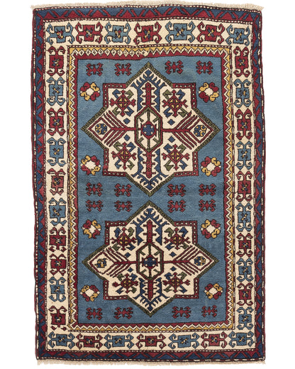 Oriental Rug Anatolian Hand Knotted Wool On Wool 131 X 194 Cm - 4' 4'' X 6' 5'' Navy Blue C012 ER01