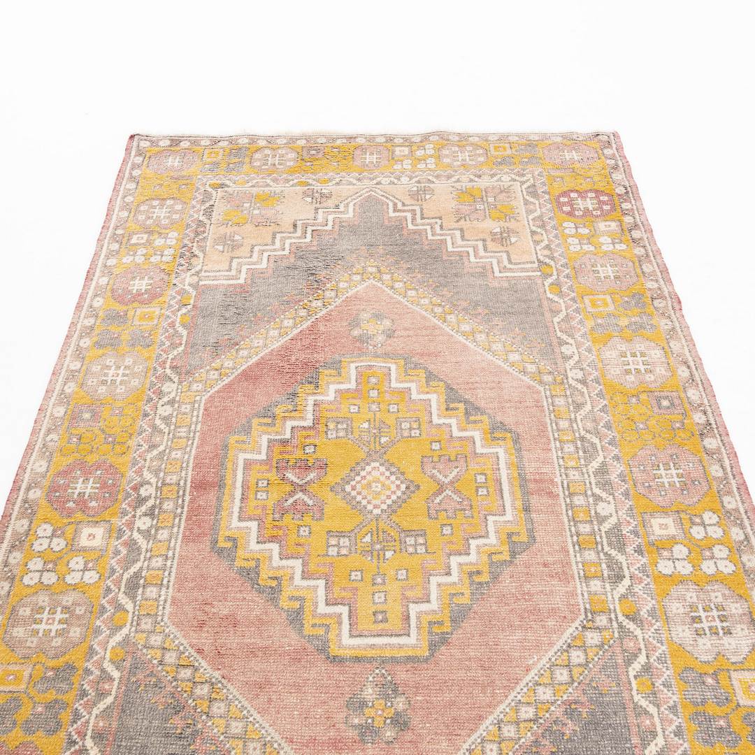 Oriental Rug Anatolian Hand Knotted Wool On Wool 131 X 232 Cm - 4' 4'' X 7' 8'' Yellow C006 ER12