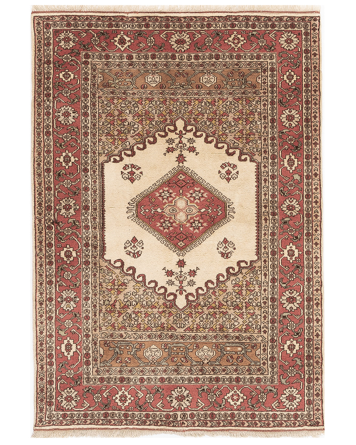 Oriental Rug Anatolian Hand Knotted Wool On Wool 135 X 184 Cm - 4' 6'' X 6' 1'' Sand C007 ER01