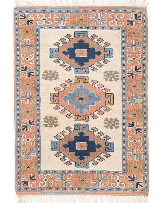 Oriental Rug Anatolian Hand Knotted Wool On Wool 135 X 185 Cm - 4' 6'' X 6' 1'' Blue C010 ER01