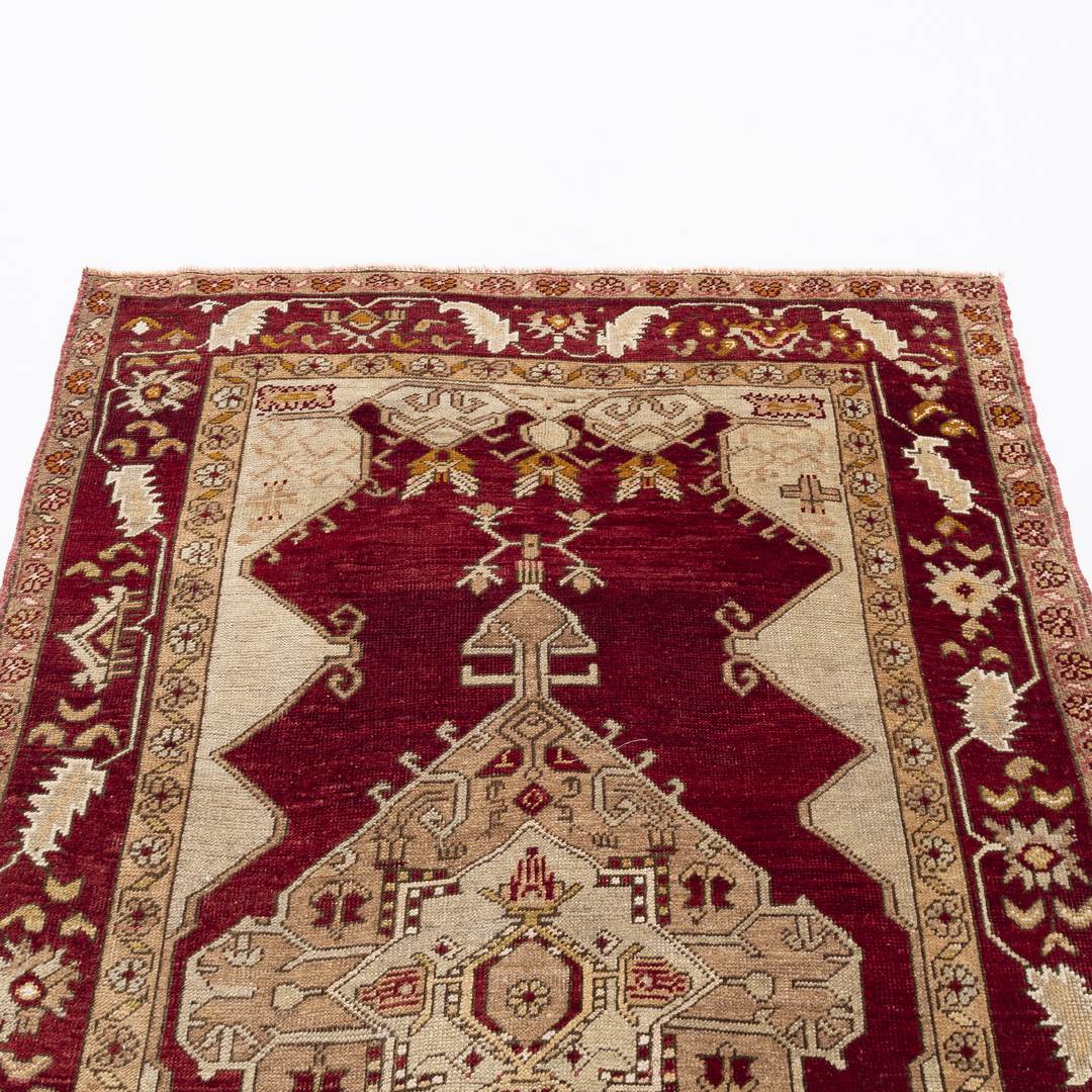 Oriental Rug Anatolian Hand Knotted Wool On Wool 135 X 211 Cm - 4' X 6'' 7' Burgundy C021 ER12